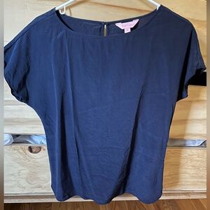 Lilly Pulitzer Navy Short-Sleeve Crewneck Blouse